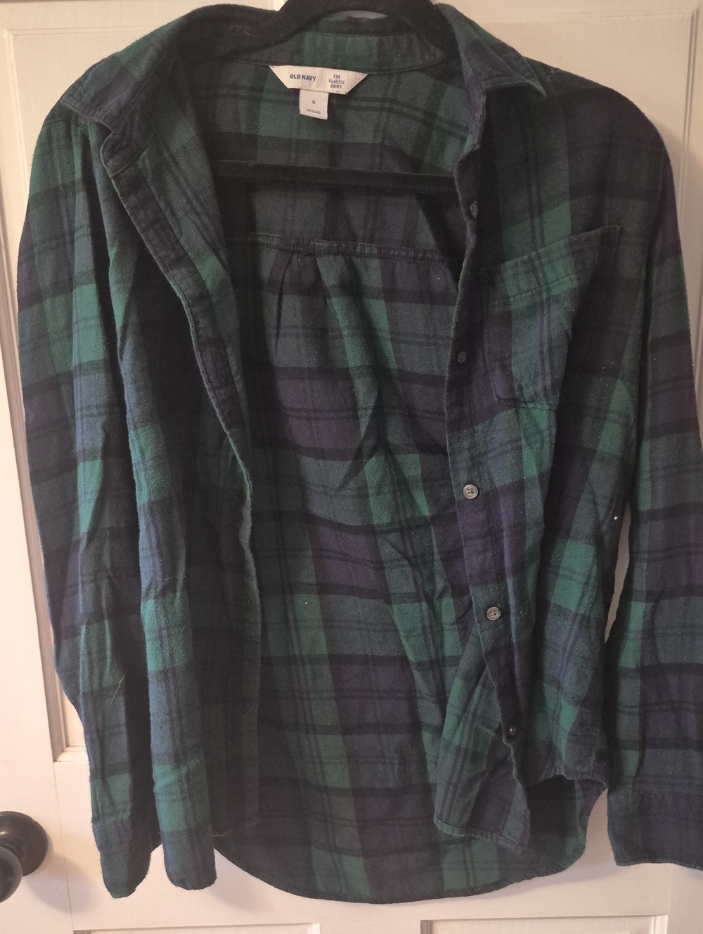Old Navy Blue & Green Plaid Button-Down Shirt